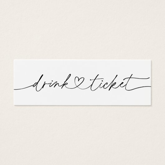 Bar Drink Ticket Wedding Beverage Token Kaart O100 (Voorkant)