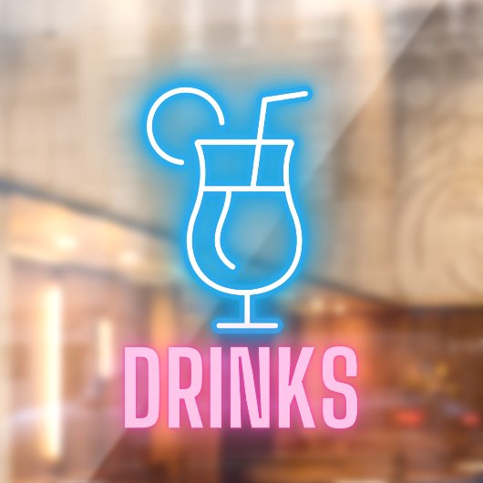 Bar Drinken Neon Raamsticker (Vel 2)