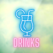 Bar Drinken Neon Raamsticker (Vel 3)
