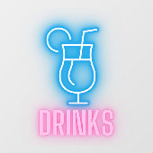 Bar Drinken Neon Raamsticker (Vel)