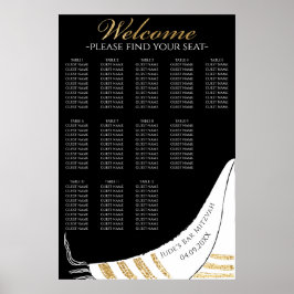 Bar een Bat Mitzvah Gold Black Tallit Seating Char Poster