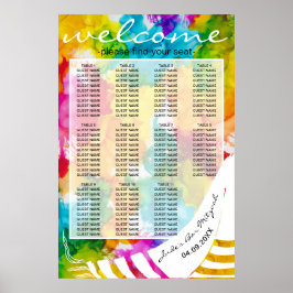 Bar een Bat Mitzvah kleurige Tallit Seating Chart Poster