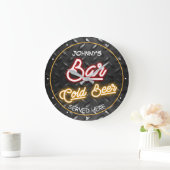 Bar Elke naam Faux Neon Diamond Bord Red Gold Grote Klok (Huis)