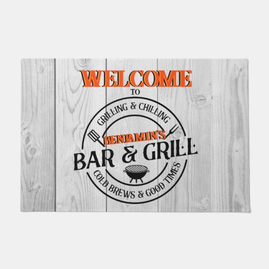 Bar en grill | Gepersonaliseerde Grill Chef Deurmat (Voorkant)