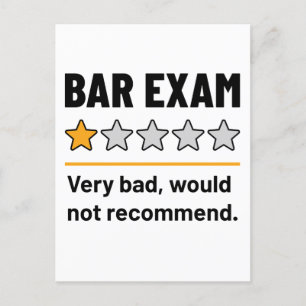 Bar Exam Funny 1 Star Zeer slecht zou niet aanrade Briefkaart