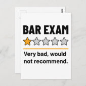 Bar Exam Funny 1 Star Zeer slecht zou niet aanrade Briefkaart (Voorkant / Achterkant)