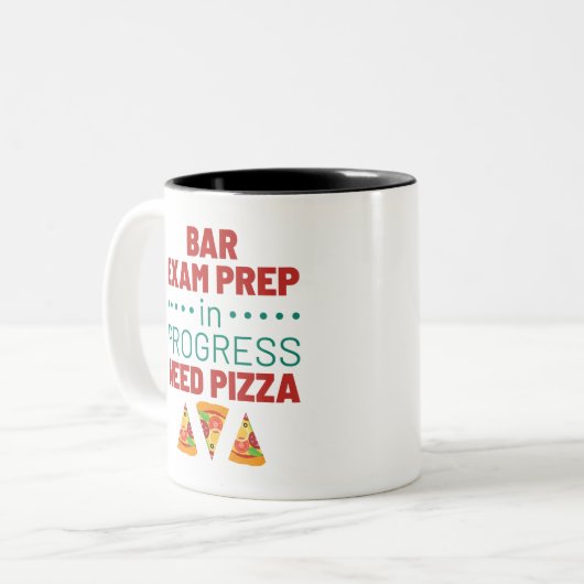 Bar Examen Prep in uitvoering vereist Pizza Tweekleurige Koffiemok (Voorkant links)