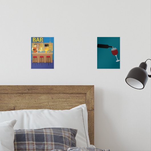 Bar & Filling Wine Glass Muurkunst Sets (Slaapkamer)