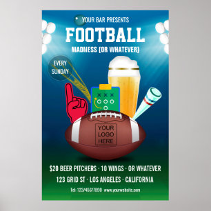 Bar Football Event Promotion add logo Poster