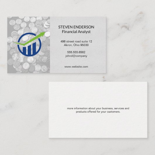 Bar Graph Financial | Munten Visitekaartje (Voorkant / Achterkant)