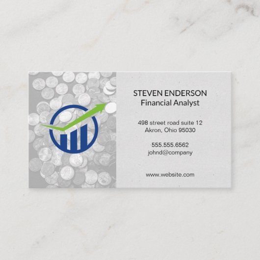 Bar Graph Financial | Munten Visitekaartje (Voorkant)
