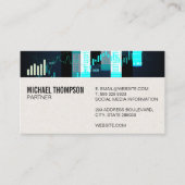 Bar Graph | Ledertextiel | Zwart Abstract Visitekaartje (Voorkant)