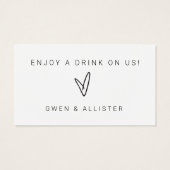 Bar Gratis Drink Ticket Wedding Kaart Receptie (Achterkant)