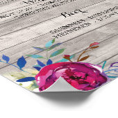 Bar Grey Wood Roze Bloem Teken Trouwreceptie Poster (Hoek)