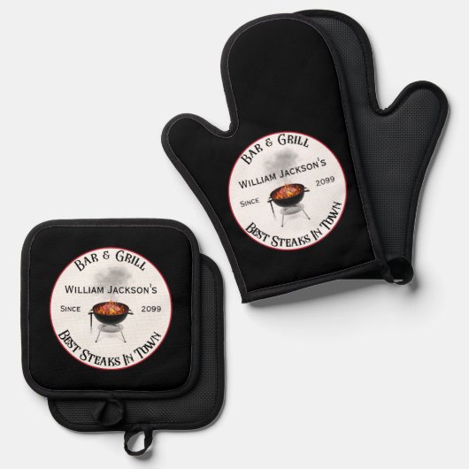 Bar & Grill BBQ Grill Master Ovenwant & Pannenlap Set (Voorkant / Achterkant)