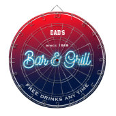 Bar & Grill Pa's enige naam: Red Blue Funny Slogan Dartbord (Voorkant)