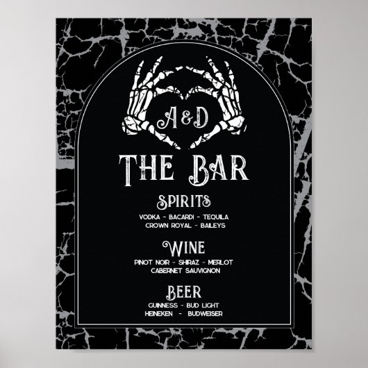 Bar Halloween Teken Trouwreceptie Skeleton Hand Poster (Voorkant)