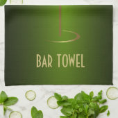 Bar Handdoek Groen en Goud Martini Glas (Gevouwen)