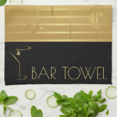 Bar Handdoek Muzieknoten en Martini Cocktail Party (Gevouwen)