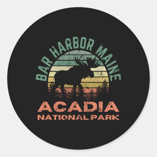 Bar Harbor Acadia National Park Maine Moose Hiking Ronde Sticker (Voorkant)