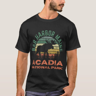 Bar Harbor Acadia National Park Maine Moose Hiking T-shirt