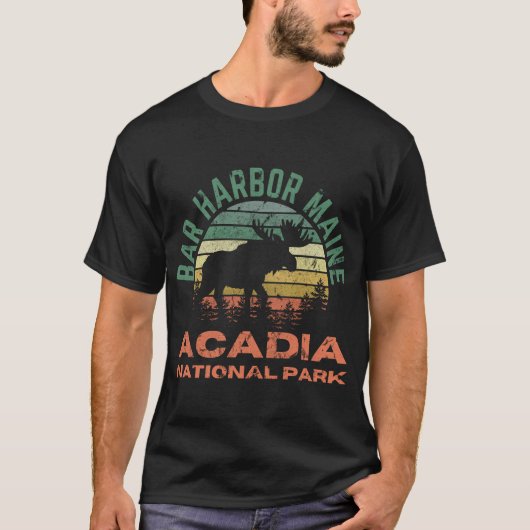 Bar Harbor Acadia National Park Maine Moose Hiking T-shirt (Voorkant)