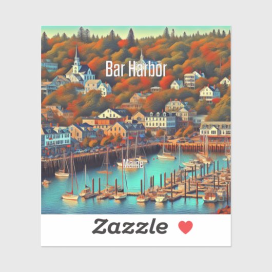 Bar Harbor Maine 3 inch Vinyl Sticker (Vel)