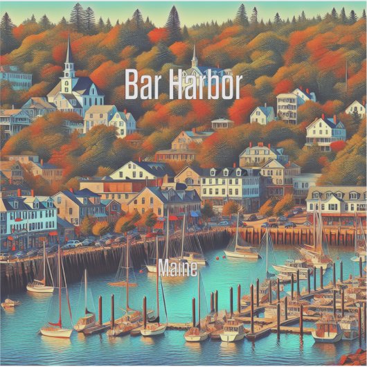 Bar Harbor Maine 3 inch Vinyl Sticker (Voorkant)