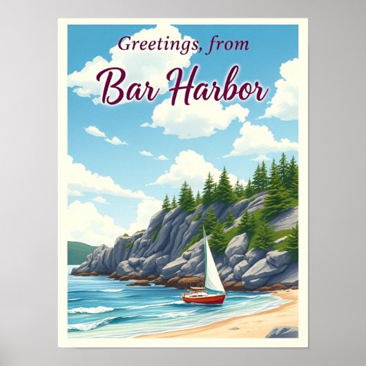 Bar Harbor, Maine – Acadia Kustlijnen Vintage Poster (Voorkant)