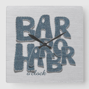 Bar Harbor Maine Denim Letter Wandklok