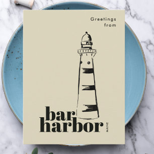 Bar Harbor Maine gekrabbelde vuurtoren Briefkaart