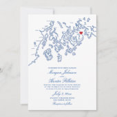 Bar Harbor Maine Kaart Elegant Navy Wedding (Voorkant)