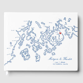 Bar Harbor Maine Kaart Hardcover Huwelijk Gastenbo Gastenboek