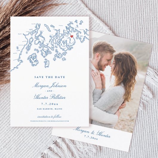 Bar Harbor Maine Kaart Marine Blauwe Foto