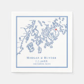Bar Harbor Maine Kaart Marine Elegant Bruiloft Servet (Voorkant)