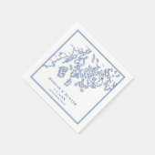 Bar Harbor Maine Kaart Marine Elegant Bruiloft Servet (Hoek)