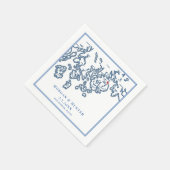 Bar Harbor Maine Kaart Marine Elegant Bruiloft Servet (Hoek)