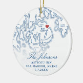 Bar Harbor Maine Kaart Trouwfoto Kerstmis Keramisch Ornament (Links)