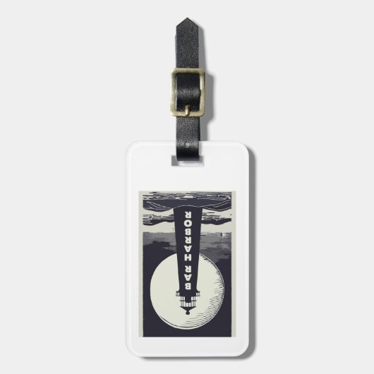 Bar Harbor Maine Lighthouse Moon Bagagelabel (Voorkant verticaal)