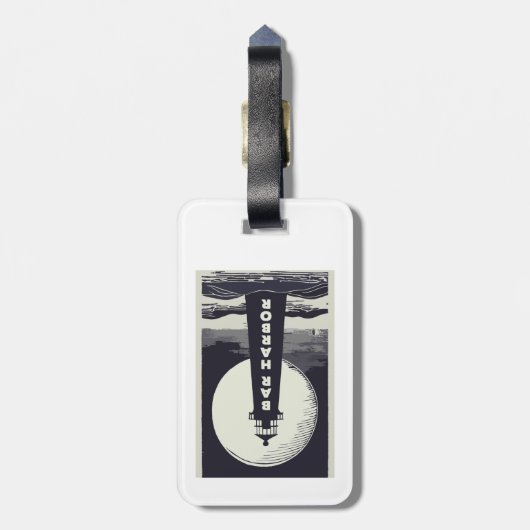 Bar Harbor Maine Lighthouse Moon Bagagelabel (Achterkant verticaal)