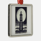 Bar Harbor Maine Lighthouse Moon Metalen Ornament (Rechts)