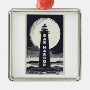 Bar Harbor Maine Lighthouse Moon Metalen Ornament