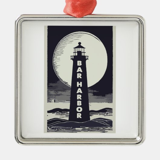 Bar Harbor Maine Lighthouse Moon Metalen Ornament (Voorkant)
