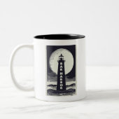 Bar Harbor Maine Lighthouse Moon Tweekleurige Koffiemok (Links)