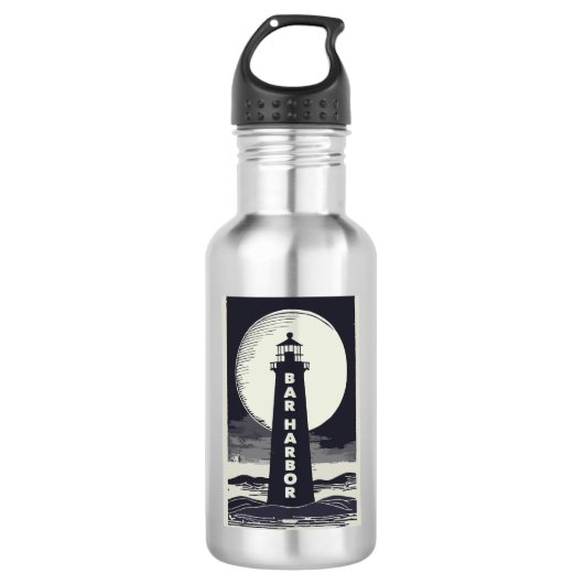 Bar Harbor Maine Lighthouse Moon Waterfles (Voorkant)