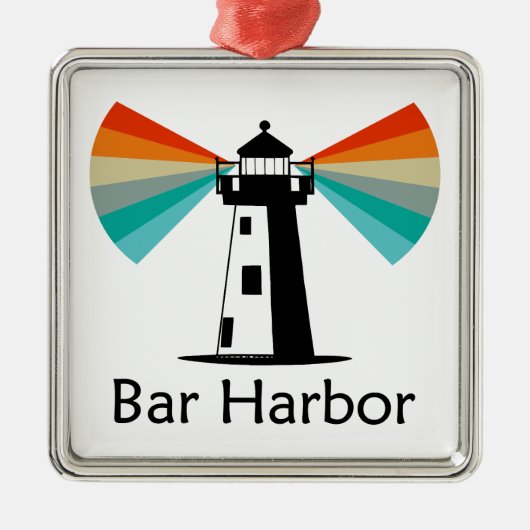 Bar Harbor Maine Lighthouse Rainbow Metalen Ornament (Voorkant)