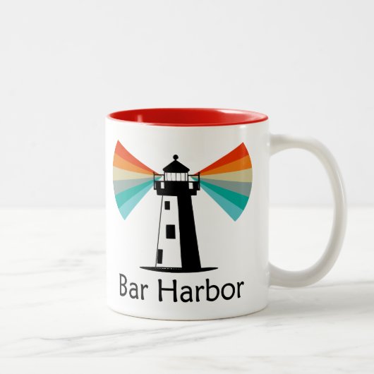 Bar Harbor Maine Lighthouse Rainbow Tweekleurige Koffiemok (Rechts)