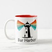 Bar Harbor Maine Lighthouse Rainbow Tweekleurige Koffiemok (Links)