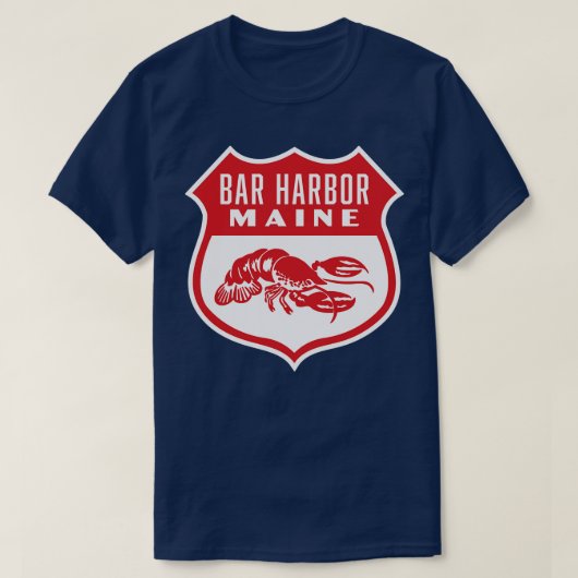 Bar Harbor Maine Retro Shield Rood T-shirt (Design voorkant)