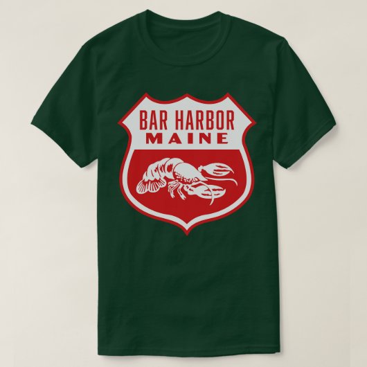 Bar Harbor Maine Retro Shield Wit T-shirt (Design voorkant)